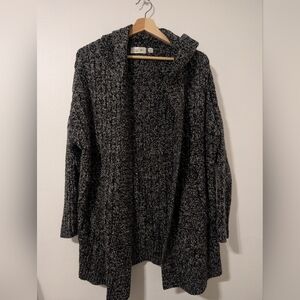 RD Style Cozy Open-Front Black & Gray Marled Women's Sweater Cardigan